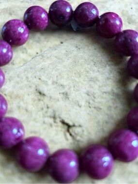 Natural Ruby 13mm Beaded Stretch Bracelet -